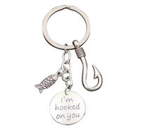 SECFOU Creative Fishhook Keychain Pendant Made of Sturdy Alloy in Silver Colour, as A Unique Decoration Or Gift for Car Keys and Bags on Father's Day
