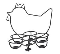 SECFOU Creative Metal Chicken Shape Egg Holder Rack Organizer for Kitchen Storage Decorative Indoor with Sturdy Flat Base Black Vintage Style for Home Countertop