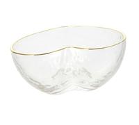 SECFOU Crystal Heart Shaped Dessert Bowl with Golden Rim Clear Glass Salad Serving Bowl for Snacks Fruit Parties Weddings Receptions and Everyday Use Elegant Reusable Glassware