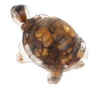 SECFOU Crystal Turtle Figurine Natural Tiger Eye Resin Small Turtle Sculpture Desktop Animal Statue Home and Car Decorative Ornament Garden Accent