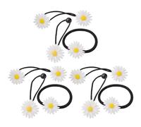 SECFOU Daisy Hair Accessories Hold Medium or Thick 9pcs Hair Ties Elastic Flower Ponytail Holders with Daisy Flowers Plastic and Rubber Band Material without for Women