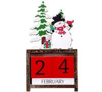 SECFOU Decoration Wooden Calendar Countdown Snowman Christmas with Rotatable Blocks, Easy to Use Decor Festive Desktop for Adults Home Or Office