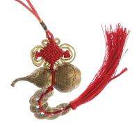 SECFOU Decorative Copper Gourd Ornaments with Six Emperor Coins for Indoor Desktop Decor and Office Use, Featuring Creative Gourd Design and Good Stability, Not Easy to Knock