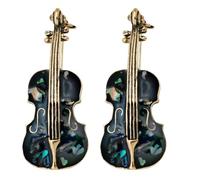 SECFOU Delicate Cello Brooch Pin Set Wear Resistant Design for Women 2pcs Alloy and Shell Material for Anniversary or Proms Accessories