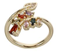 SECFOU Delicate Geometric Adjustable Ring with Leaf and Flower Design, Minimalist Botanical Statement Jewelry for Women, Lightweight Nature-inspired Fashion Accessory