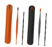 SECFOU Double-Head Stainless Steel Ear Scoop Set 2pcs Spiral Ear Wax Cleaner and Massager Deep Gray and Orange Removing Tool for Household Cleaning and Personal Care