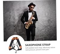 SECFOU Double Shoulder Saxophone Harness Strap Adjustable Soft Padded Black Sax Strap for Alto Tenor Soprano Saxophones and Woodwind Instruments