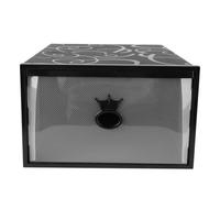 SECFOU Drawer-style Shoes Storage Container Window Plastic Shoes Organizer Thickened Moisture-proof 33x23x14cm Black for Men and Women