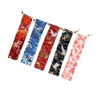 SECFOU Drawstring Chopsticks Storage Bags Cloth Fabric 5pcs Japanese Style with Multifunctional Design and Portable Convenience Cutlery Packing Pouch for On-the-go Dining and Picnic