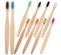 SECFOU Eco-Friendly Manual Toothbrushes 10pcs Serving Life Bamboo Toothbrush Set with Synthetic Bristles and Effective Plaque Removal for Adults Suitable for Daily Oral Care