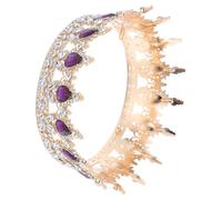 SECFOU Elegant Baroque Style Crown Queen Bridal Headpieces Featuring Lightweight Golden Alloy Drop-shaped Jeweled Tiara, Comfortable to Wear Wedding Tiara and Women at Birthday