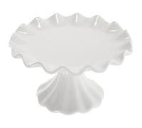 SECFOU Elegant European Ceramic Cake Tray Unique Wave Shape and Multi-Functional Standing Design, White Ceramic Dessert Plate for Party and Home Use as Fruit Serving Tray or Candy Plate