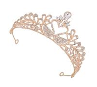 SECFOU Elegant Golden Swan Tiara Crown for Wedding and Special Occasion, Alloy Rhinestone Bridal Crown Headdress Prop, Princess Headwear Accessory