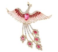 SECFOU Elegant Mythical Bird Brooch Pin for Women, Stylish Zinc Alloy Fabric Brooch with Pink Finish, Versatile Accessory for Wedding and Occasion