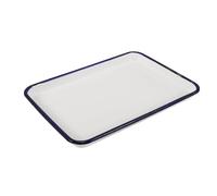 SECFOU Enamel Baking Pan Rectangular Roasting Tray with Smooth Surface and Easy to Store Design, White Enamel Bakeware for Storing Bread and Oven Baking