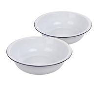 SECFOU Enamel Mixing Bowls Heavy Duty Large Capacity White 2pcs Kitchen Vegetable Washing Basin Food Prep Salad Bowls Effortless Cleaning Vintage Style for Home