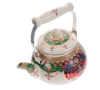 SECFOU Enamel Tea Kettle with Scald Handle Heat Resistant Stovetop Teapot for Gas and Induction Cookers Household Coffee and Tea Pot with Lid for Hot Beverage Brewing