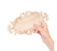 SECFOU European Style Wood Applique Door Decor 20x11cm Solid Wood Carved Onlay Unpainted Decorative Woodcarving for Home Door and Furniture Accents