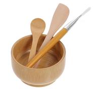 SECFOU Face Mask Bowl Wooden DIY Mixing Tools Set with Spoon and Cutter Lightweight for Female Use in Home Skincare and Business Trip