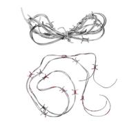 SECFOU Fake Barbed Wire Prop with Realistic Appearance for Halloween Party 2pcs and Easy Assembly , Pvc Material and Haunted House Decoration Suitable for Stores and Venues