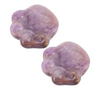 SECFOU Figurines Lifelike Details Crystal Amethyst Cat 2pcs Hand-carved Cat Paw Cute Charm Ornaments for Desk Decor and Home Decoration