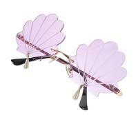 SECFOU Funny Seashell Sunglasses Frameless Design Decorative Party Favors for Beach Rave Carnival and Daily Wear with Chic Retro Style for Men and Women
