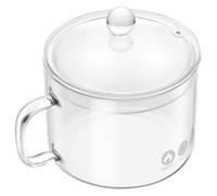 SECFOU Glass Cooking Pot Stew Pot with Lid Large Capacity for Silver Borosilicate with Safe Heating and Ergonomic Design for Noodles and Soups for Ramen and Soup Preparation
