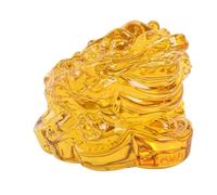 SECFOU Golden Toad Ornament Glass Sculpture for Home Decor, Yellow Desktop Decoration to Beautify Personal Space, for Sofa Or Dining Table Adornment