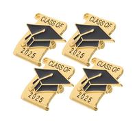 SECFOU Graduation Cap Lapel Pins with Zinc Alloy 4 Pcs Graduation Festival Brooches Elegant Design Versatile Accessory Resistant to Fading Class of 2025 for Clothes and Bags