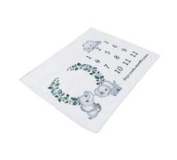SECFOU Green Flannel Milestone Blanket for Newborns with Elephant Pattern, Soft Nursing Cover That Does Not Hurt Skin, for Taking Photos of Growth