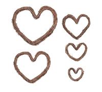 SECFOU Heart Wreath Frames Brown Colour 5pcs Natural Rattan Heart Shaped, for Fixing Flowers and Creating Festival Atmosphere for Making A Wreath and Wedding Decorations