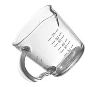 SECFOU High Borosilicate Glass Double Spout Espresso Cup with Clear Measuring Scale Heat Resistant Milk Measuring Cup for Precise Pouring and Recipe Mixing Capacity