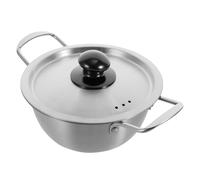 SECFOU Instant Noodle Pot Small Spouted Soup Pot Double-Handle Stainless Steel for Cooking Korean Ramen and Seafood Suitable for Home and Countertop Use