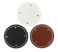 SECFOU Knitting Bag Base PU 3PCS Round Shape with Holes, Durable Handmade Bottom for Bag Shaping and DIY Purse Craft