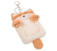 SECFOU Kpop Plush Photocard Holder Keychain Cartoon Cat Id Card Sleeve Soft Badge Case 6x4.1 Inches with Pendant for School Travel Student Cards