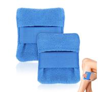 SECFOU Large Blue Zipper Sand Removal Bag 2pcs with Coral Fleece Sand Remover Mitts 13x10cm 14x12cm for Beach Vacation Essentials