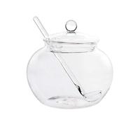 SECFOU Large Glass Spice Jars with Lids and Spoons 350ml Transparent Storage Containers for Sugar Spices and Kitchen Essentials Household Round Jars with Glass Lid and Spoon