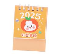 SECFOU Mini Desk Calendar with Bunny Pattern Spiral Binding Monthly Flip Schedule Compact Desktop Planner for Office and Classroom Stylish Orange Design