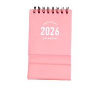 SECFOU Mini Portable Desk Calendar Small Twin-wire Binding Daily Organizer Weekly Planner Compact School Desk Planner Cute Pink Desktop Academic Scheduler for Office