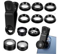 SECFOU Mobile Phone Camera Lens Kit Portable Alloy Material 11 Pieces Set with Wide Angle and Macro Lenses Increase Optical Focal Ratio for Enhanced Compatible with Smartphones