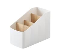 SECFOU Multi Compartment Desktop Storage Box for Remote Controls and Phones Compact Smooth Surface Organizer with Rounded Corners for Living and Office Desks