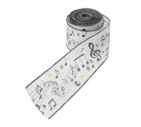 SECFOU Musical Note Wired Ribbon 6.3cm X 10 Yards, Music Themed Wire-Edged Craft Ribbon for Wrapping, Birthday Decorations, DIY Hair Bows and Party Wreaths