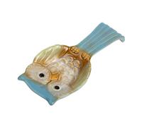 SECFOU Owl Spoon Rest Ceramic Spoon Holder Kitchen Decor Grey for Dining Table Utensils Rack