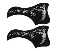 SECFOU Pickguard Sticker for Guitar 40-41 Inch Wooden Acoustic Guitar Protective Parts Bird and Mythical Design Silver Color Sturdy Self-adhesive for Music Performance