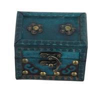 SECFOU Pirate Keepsakes Box Wooden Small Treasure Chest Green Finish Secure Storage for Jewelry and Trinkets for Home and Travel
