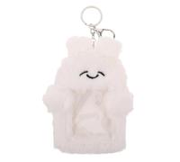 SECFOU Plush Kpop Photocard Holder with Keychain, Cute Cartoon Rabbit Id Card Case 5.5x3.9 Inches, Soft Portable Card Organizer for Students on The Go and School Use