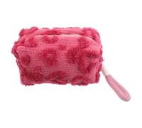 SECFOU Plush Makeup Travel Organizer Bag Large Capacity Cosmetic Pouch Portable Toiletry Bag with Carrying Handle and Heart Pattern for Women