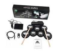 SECFOU Portable Electronic Drum Set with Headphone Jack and Silicone Pads, Lightweight and Quiet Digital Drum Practice Pad Kit for Beginners, for Home Or Studio Use