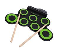 SECFOU Portable Hand Roll Up Electronic Drum Kit with USB Silicone Practice Drum Set for Beginners Built In Metronome and Pedal Controlled Hi Hat for Rhythm Training Green