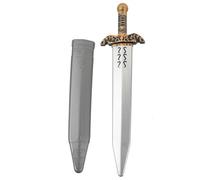 SECFOU Portable Knight's Sword Plaything Made of Sturdy Plastic with Sensory and Hand-eye Coordination Features, Silver Cosplay Sword Prop for Halloween or Park Party